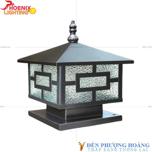 Đèn trụ cổng: Mẫu đèn trang trí ngoài trời D250 mái trơn PH03B
