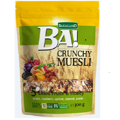 [HCM]Ngũ cốc sấy giòn nhiều trái cây Bakalland Muesli  5 Dried Fruit & Honey 300g