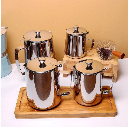 Ca Đánh Sữa Inox 304 Có Nắp [ Dung Tích: 350ml _ 600ml _ 1000ml _ 1500ml _ 2000ml ]