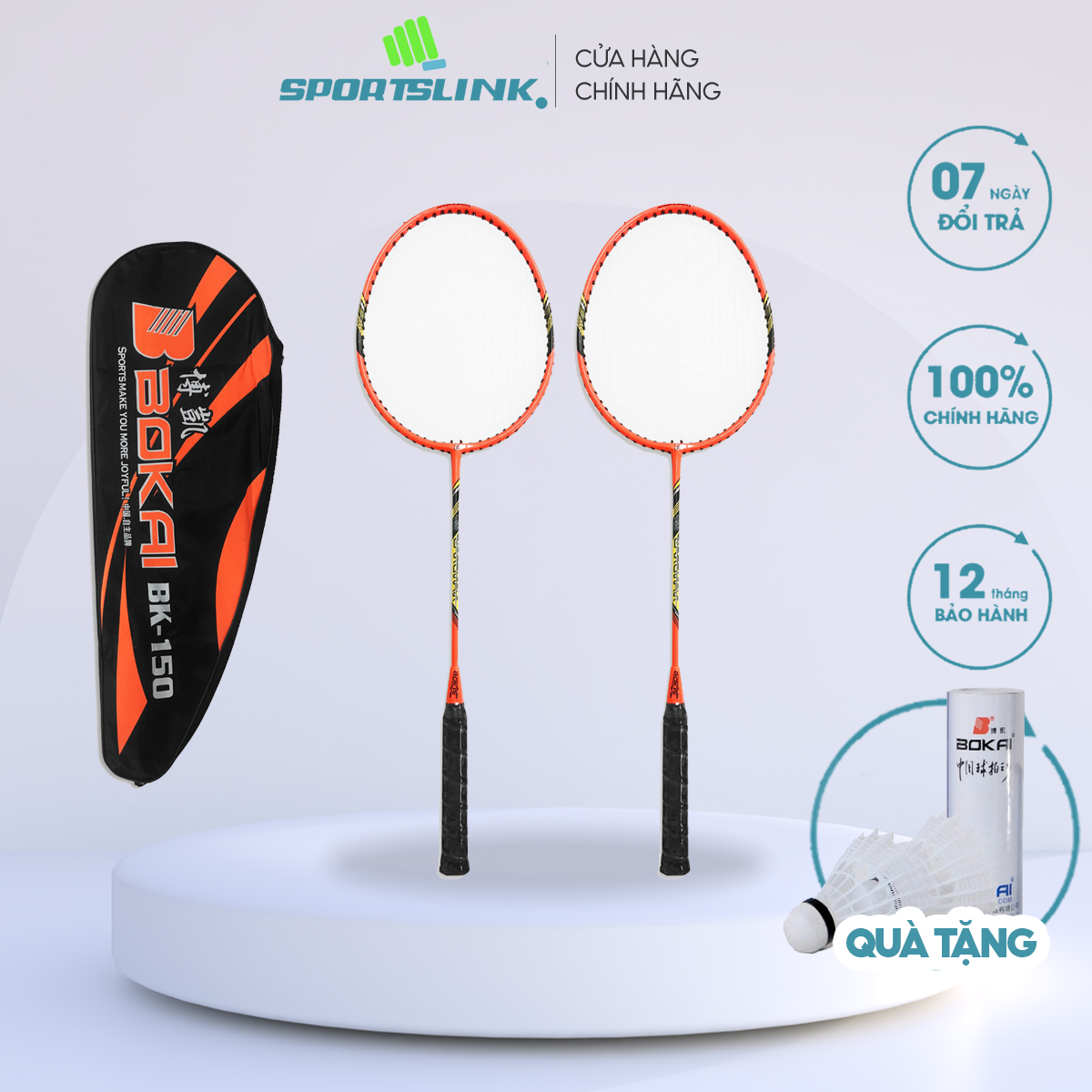 Cặp vợt cầu lông Bokai BK-150 [TẶNG KÈM 3 QUẢ CẦU]