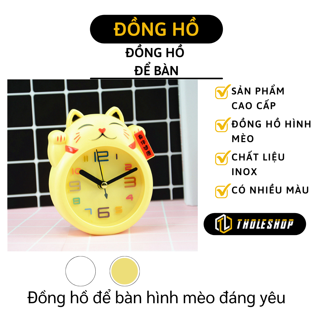 Đồng hồ báo thức - Đồng hồ hình mèo thần tài - Đồng hồ để bàn hình mèo đồng hồ báo thức hình mèo dễ thương