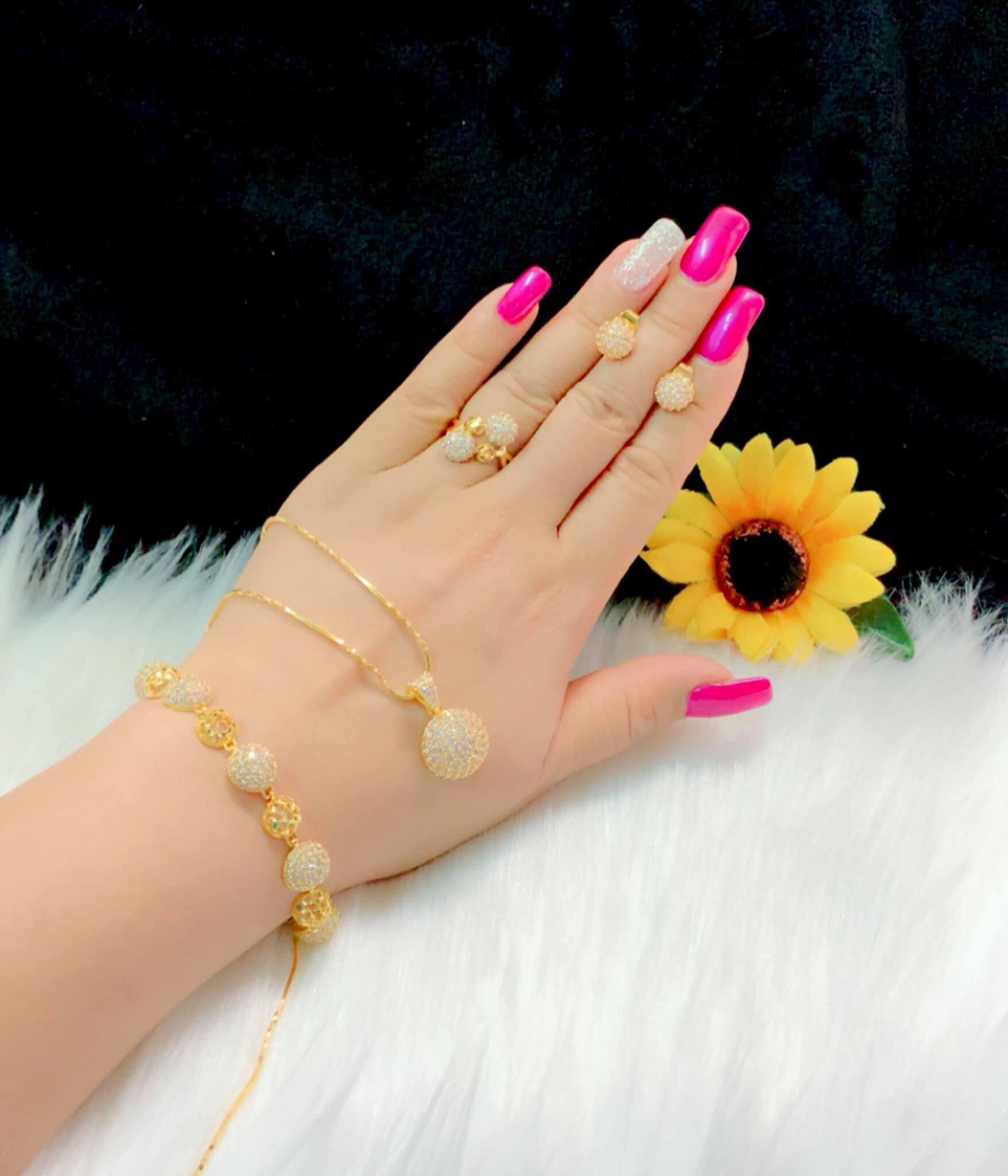 Bộ trang sức nữ mạ vàng 18k cao cấp Minshop VB417091901 - Đeo đi tiệc đi chơi cực sang trọng