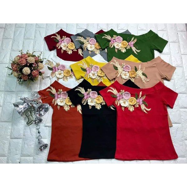 Áo Thun Hoa Nổi Cổ Thuyền AHCth