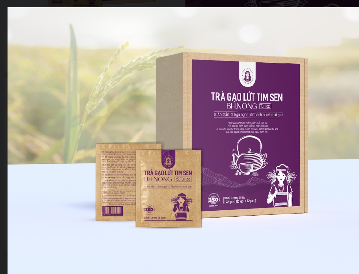 Trà gạo lứt tim sen Bh.Nong túi lọc an thần ngủ ngon