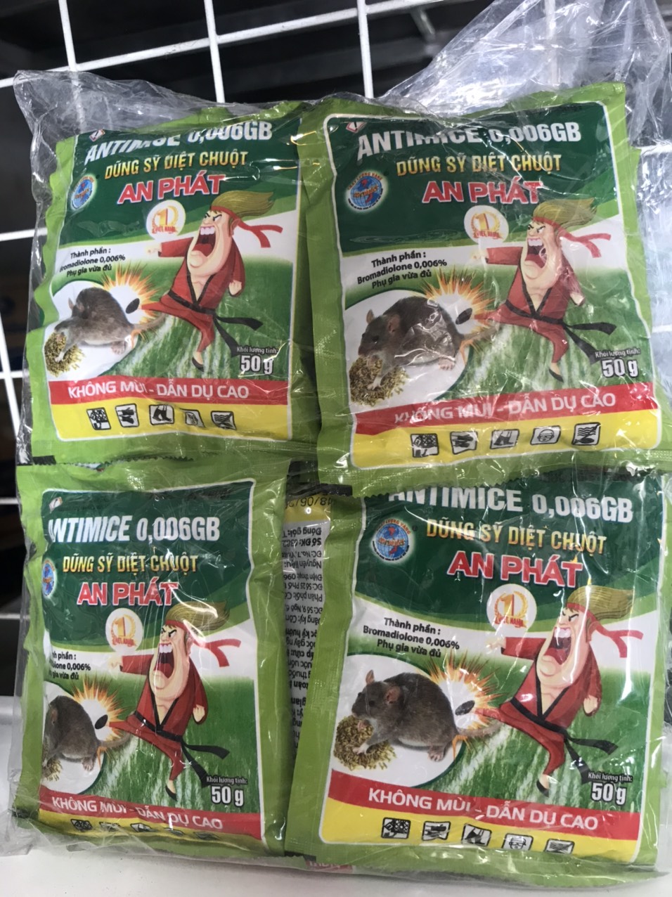 Combo 20 gói - Thuốc diệt Chuột trộn sẵn dạng thóc Antimice 0,006GB (gói50gr) Dũng sỹ diệt Chuột An Phát