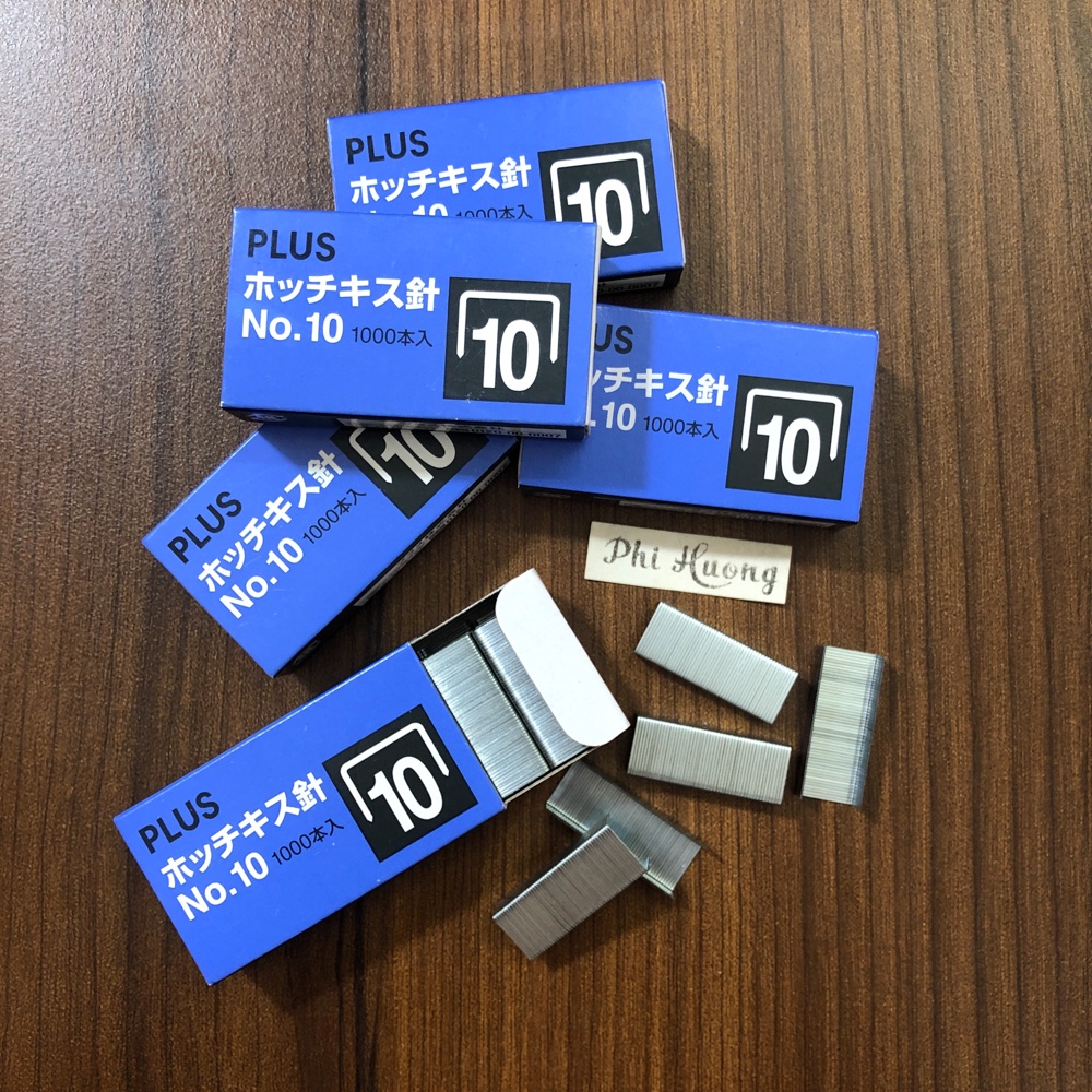 Set 5 hộp kim bấm số 10 Plus, phụ liệu văn phòng phẩm