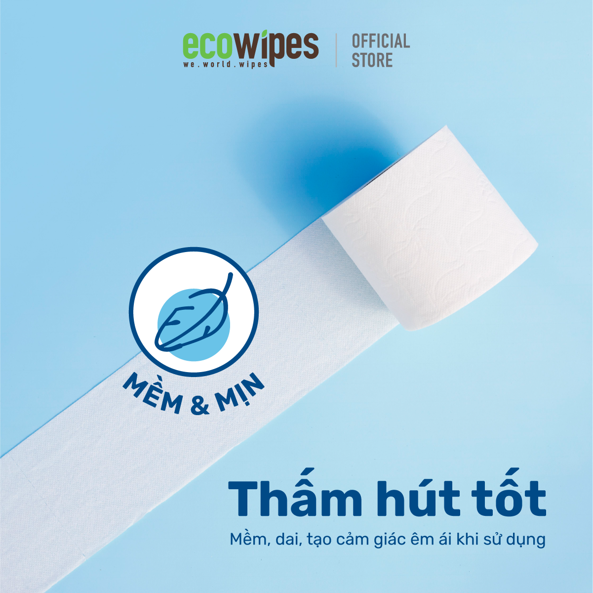 Giấy Vệ Sinh Cao Cấp 3 Lớp EcoTissue - Lốc 6 cuộn