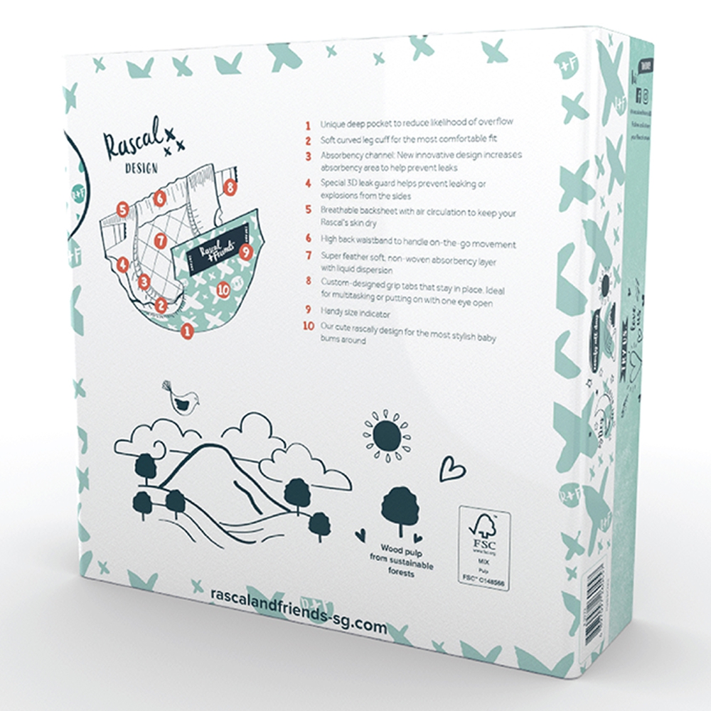 Tã dán Rascal + Friends (S, 4-8kg, 70 miếng)