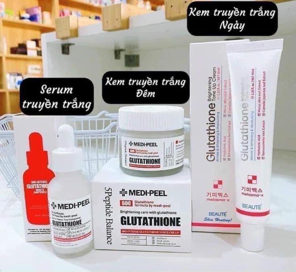 Bộ 3 dưỡng kích trắng medi-peel glutathione 600 white cream hàn quốc