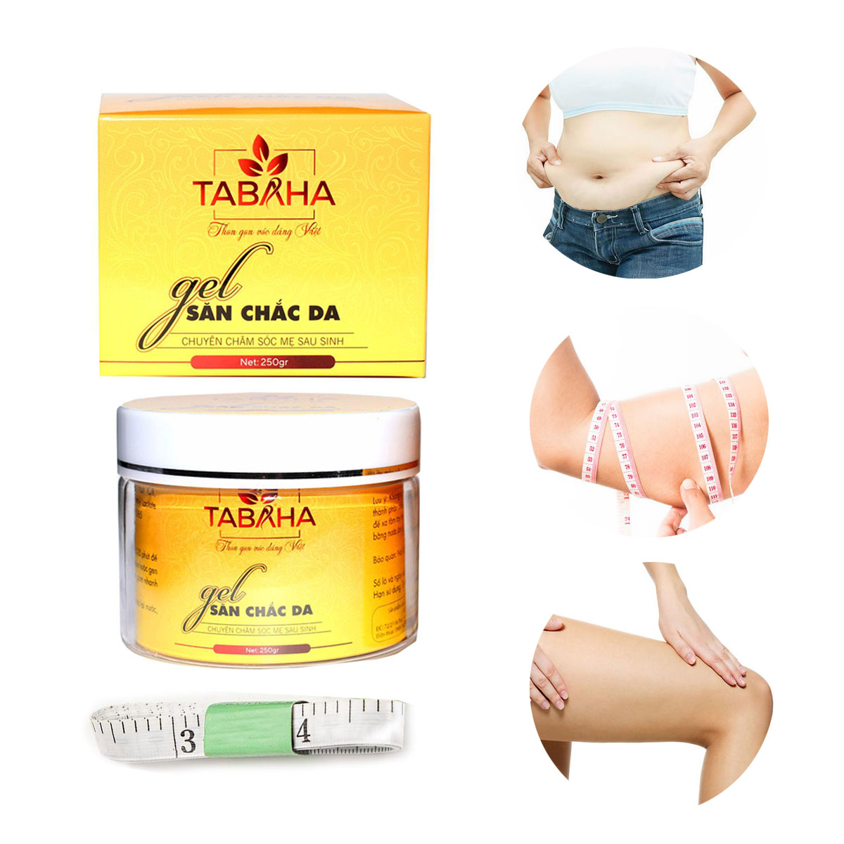 Kem tan mỡ bụng thiên nhiên Tabaha 250g Chính Hãng tặng thước dây