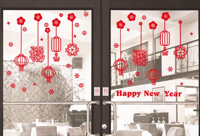 [HCM]Decal Trang Trí Tết - Rèm Dây Lồng Đèn Sợi
