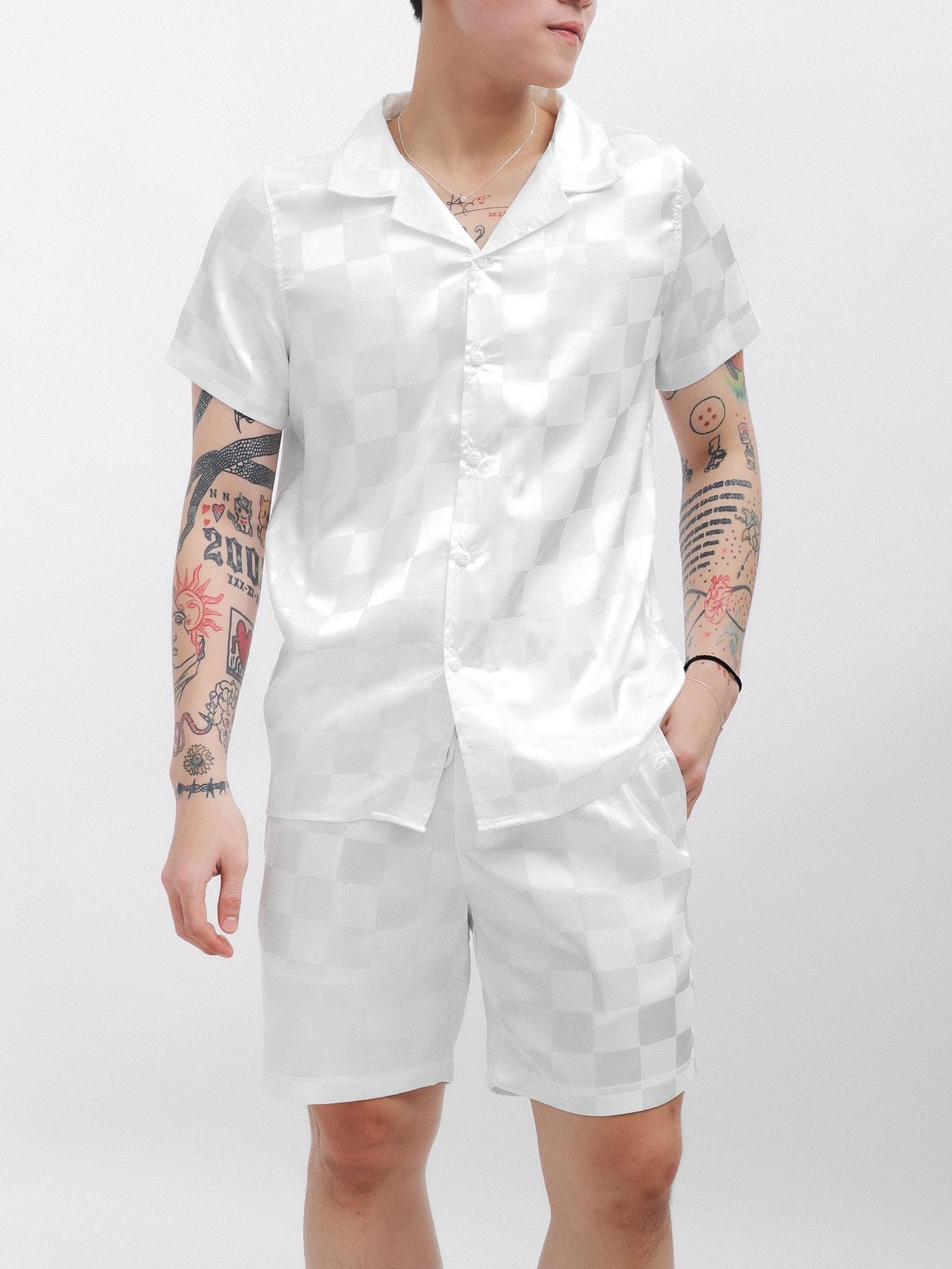 Bộ Đồ Pijama Lụa Cộc Tay Chất Lụa Gấm Cao Cấp
