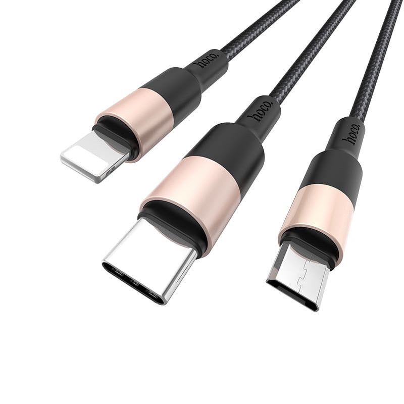 Cáp Sạc 3 Trong 1 Hoco X26 (Lightning-Micro Usb-Type C)