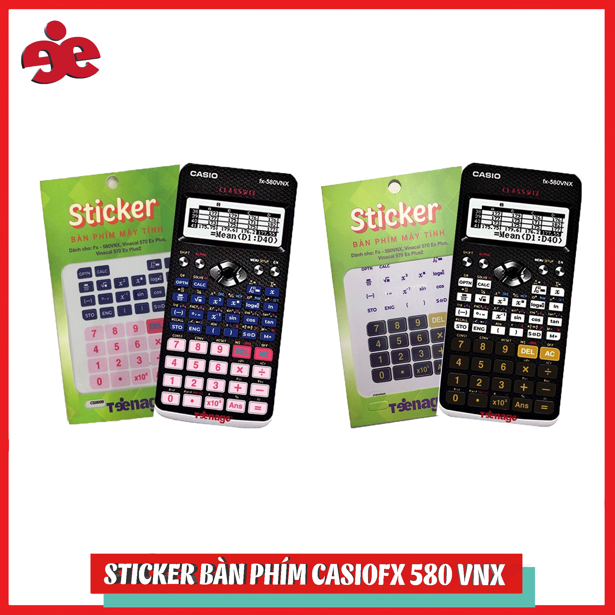 Bộ 2 sticker bàn phím CasioFx 580 VNX