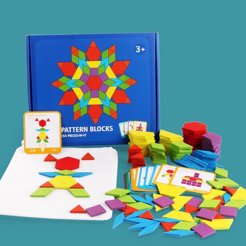 Bộ Ghép Hình Sáng Tạo Pattern Block 155 Chi Tiết