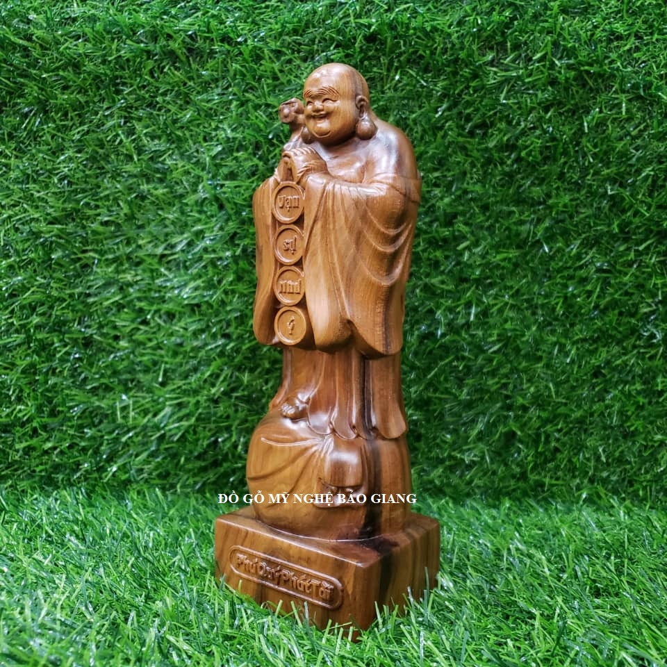 Tượng phật di lặc chúc phúc gỗ bách xanh