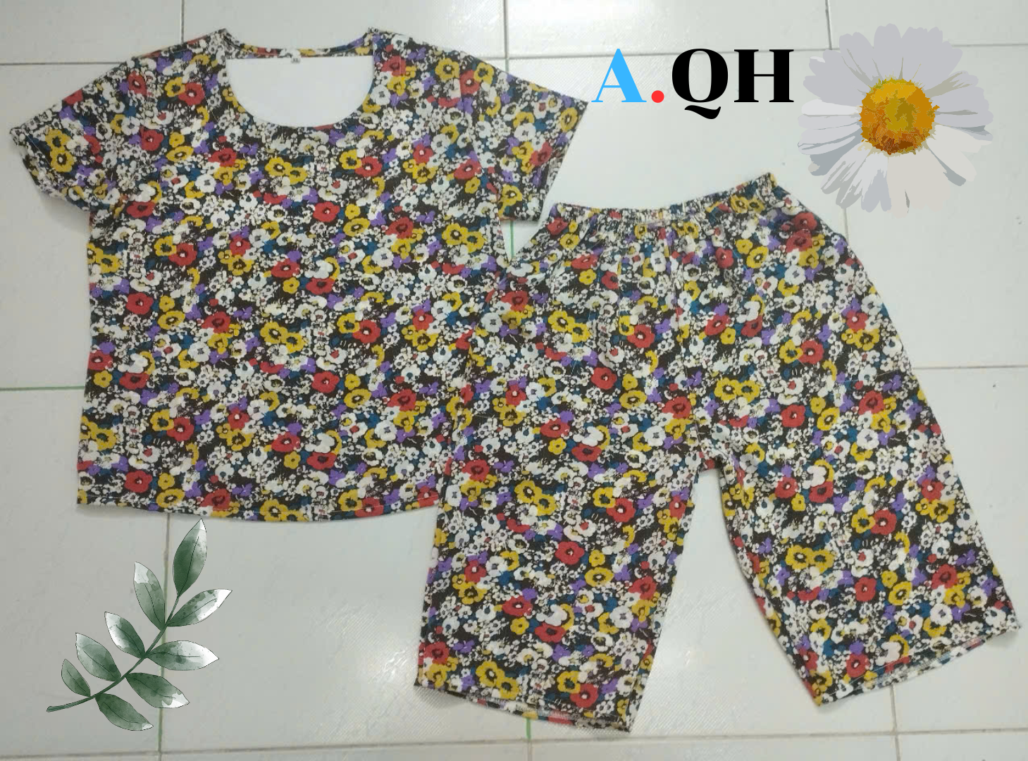 Women's Mango Silk Home Wear Set Shorts + Short Sleeves (48-65 kg)