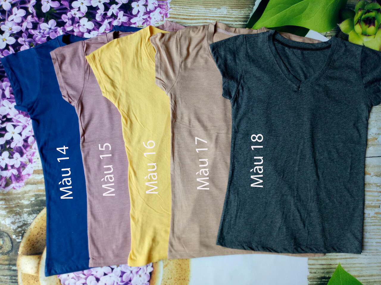 Áo thun trơn cổ tim nữ về đủ màu
