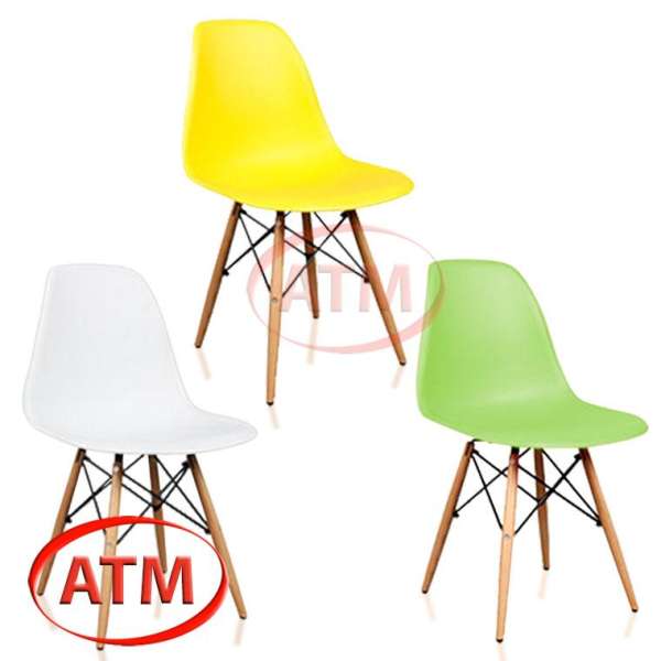 Bộ 3 ghế cafe, ghế EAMES chân gỗ ATM 001G (bộ 3 ghế khác màu)