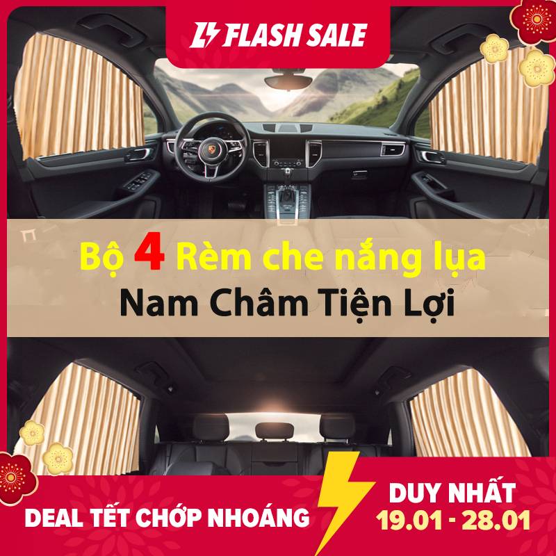Bộ 4 rèm che nắng ô tô nam châm, lụa 3 lớp cao cấp chống xuyên sáng, cách nhiệt, đế nam châm dễ lắp đặt không ảnh hưởng tới kết cấu xe-galaxylife