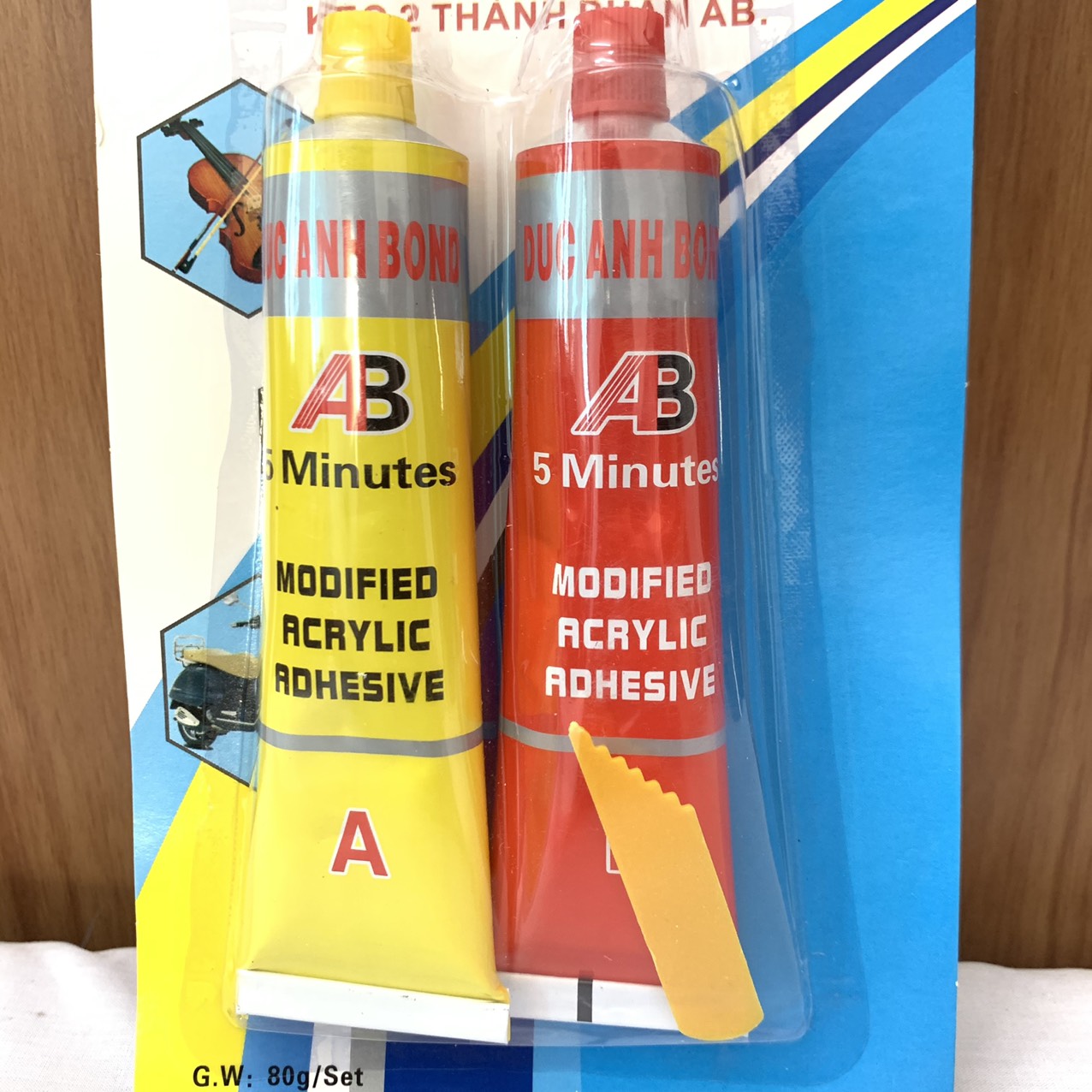 Keo dán 2 thành phần ab 20g,80g đức anh dùng để gắn kim loại ,gốm sứ ,nhựa
