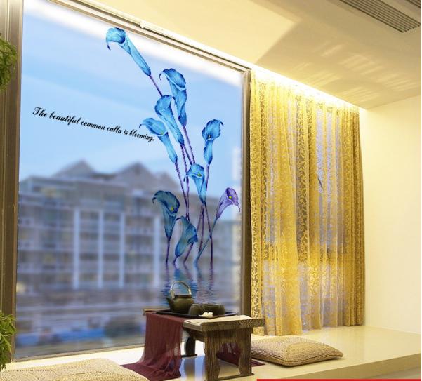 [HCM]Decal Trang Kính Cao Cấp - Hoa Ly Xanh ( 60x58 )-DK7005