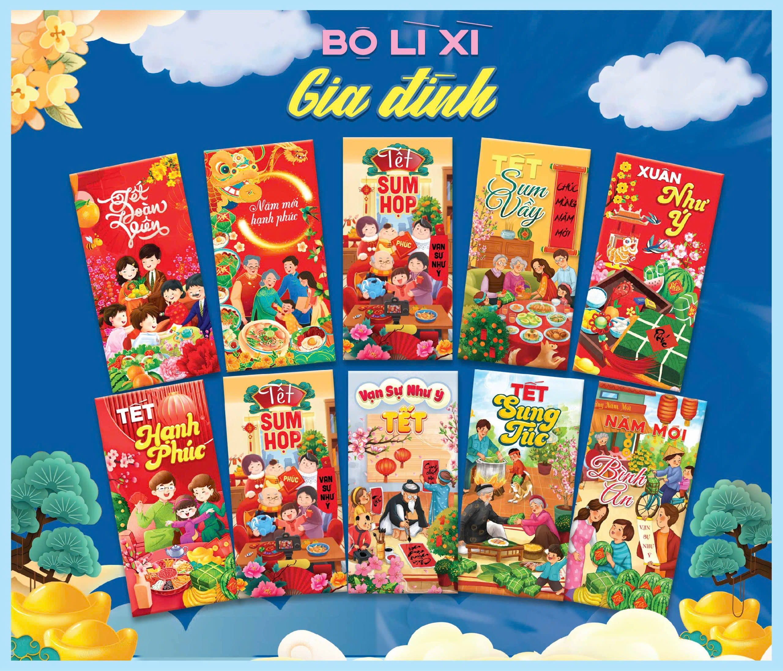 Combo 100 Bao Lì Xì Tết 2026 Mix nhiều mẫu
