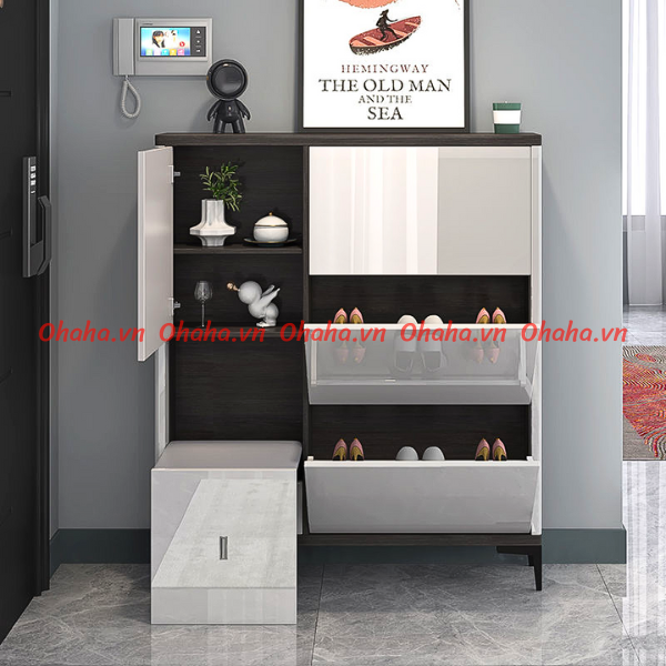 [ Freeship HCM ] [Có ảnh thực tế]  Tủ giày thông minh siêu mỏng cao cấp Ohaha - TGCC018
