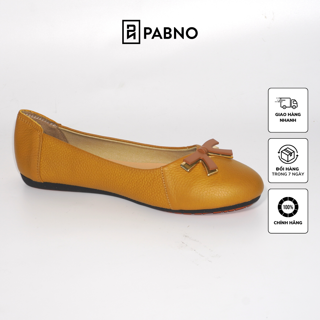 Giày búp bê PABNO PN17007, Giày búp bê nữ hàng hiệu khóa nơ