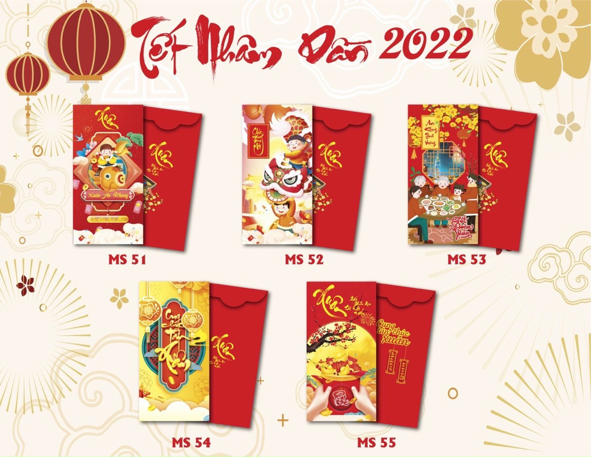 Combo 100 Bao lì xì truyền thống tết 2022