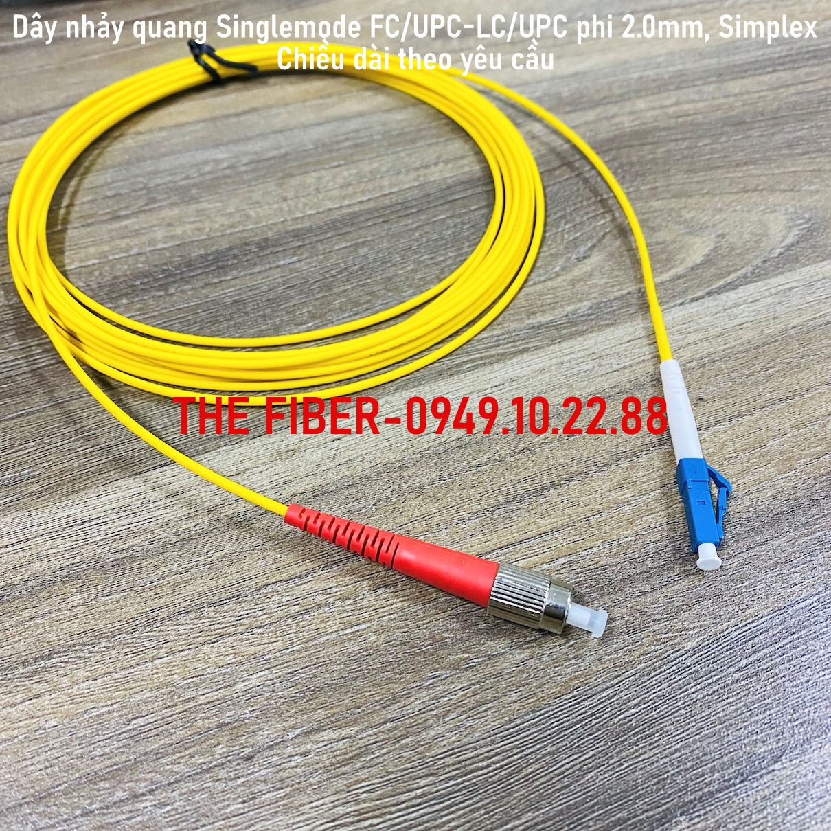 Dây nhảy quang singlemode fc/upc-lc/upc phi 2.0mm simplex - chiều dài theo yêu cầu