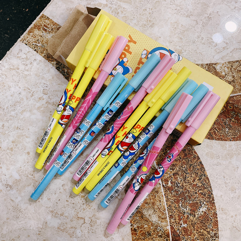 Hộp 12 bút tím xóa được, mực đậm Doraemon Nhật.