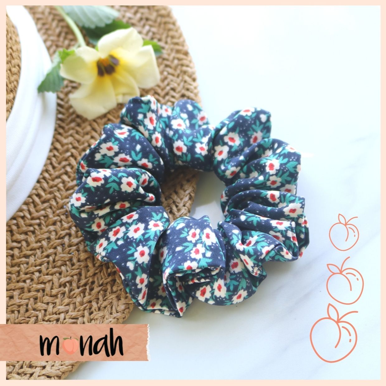 [HCM]Dây Buộc Tóc Cột Tóc Scrunchie Phong Cách Retro Cổ Điển Hoa Nhẹ Nhàng