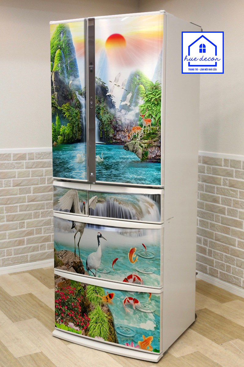 Tranh dán decal tủ lạnh phong cảnh hữu tình