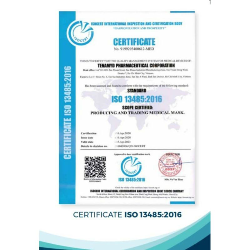 kHẨU TRANG 4 LỚP TENAMYD  KHÁNG KHUẨN