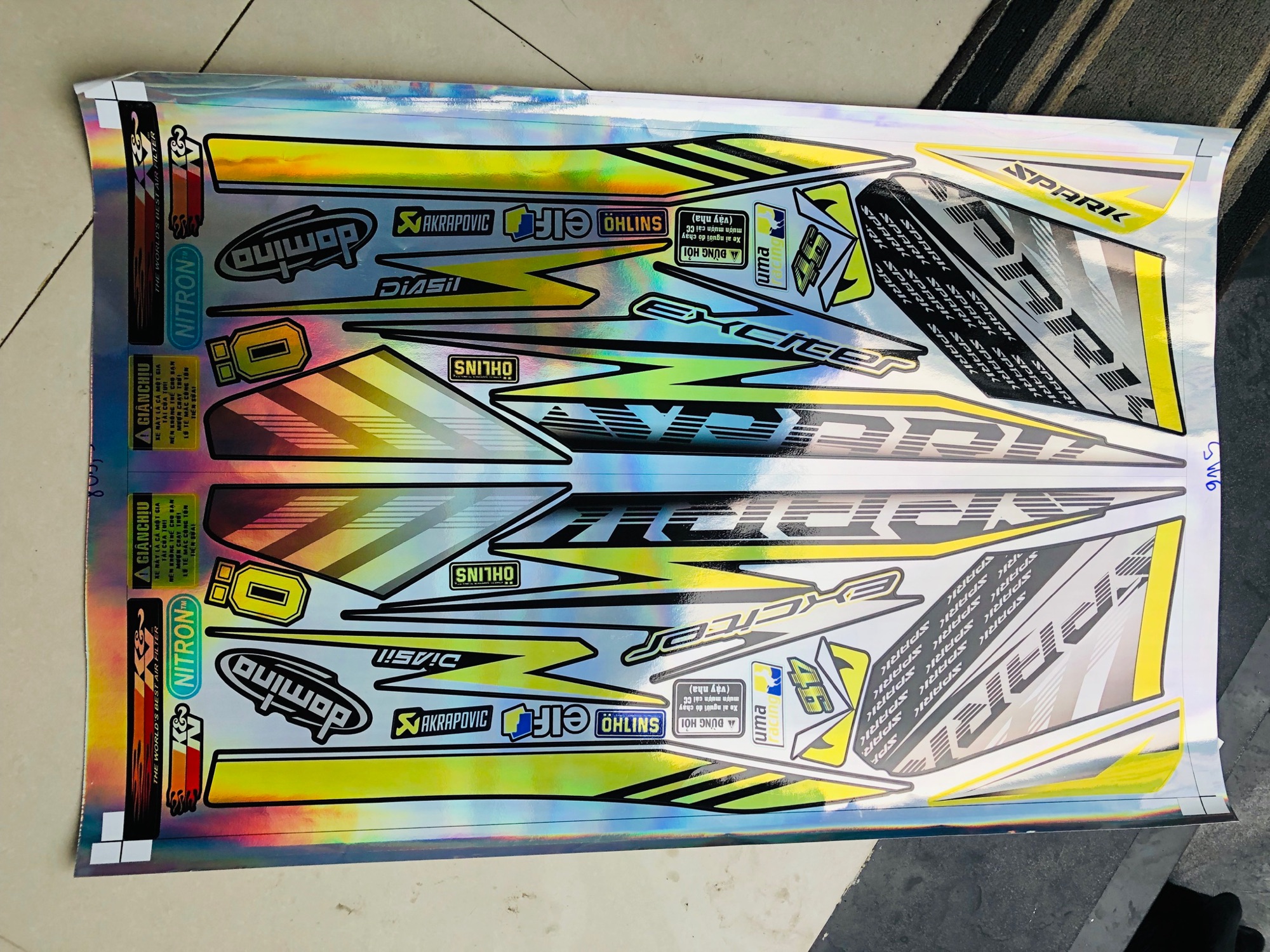 Tem rời ex spark vàng đen 2010 Crom titan 7 màu