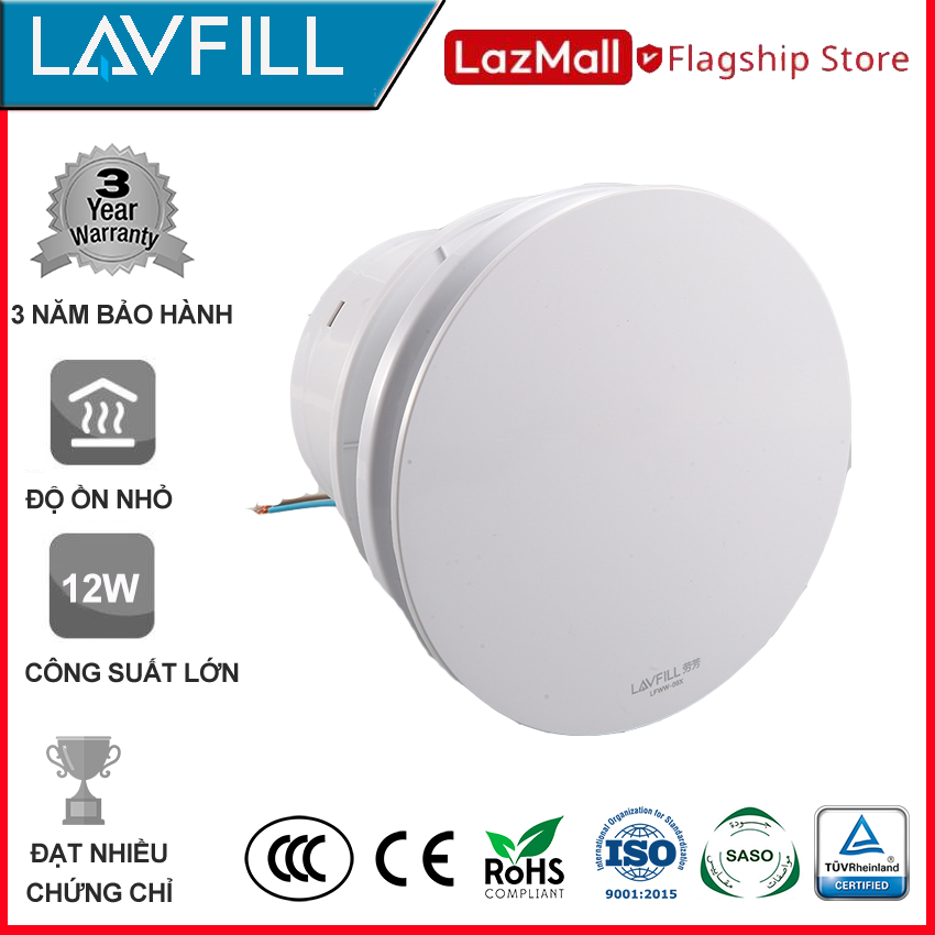 Quạt thông gió 1 chiều 200x200mm, Quạt hút âm tường nhà tắm, phòng vệ sinh 1 chiều, MẶT PHẲNG DỄ DÀNG VỆ SINH, không ồn hãng LAVFILL LFWW-13Q