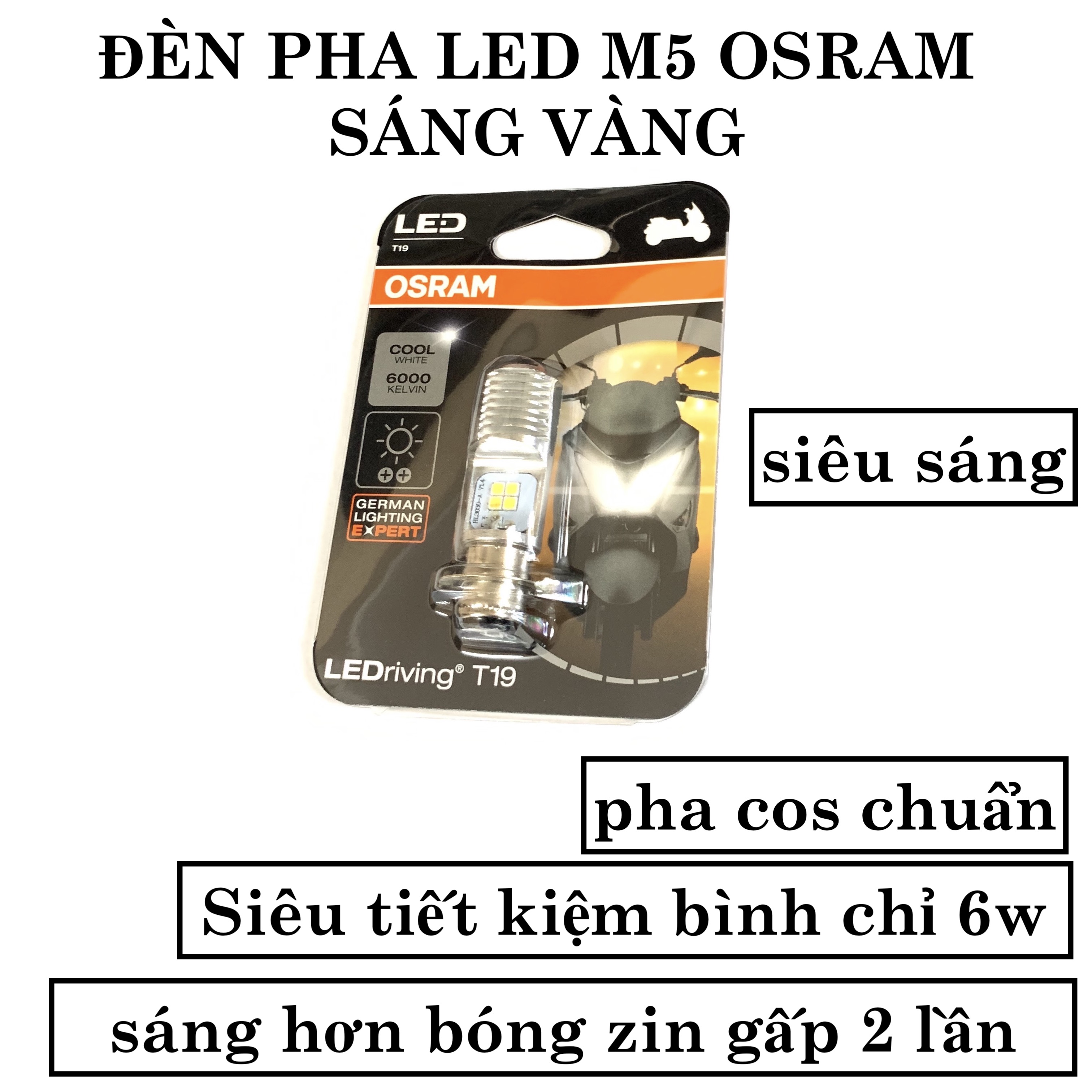 Đèn pha led m5 osram sáng vàng thanh khang 001000101