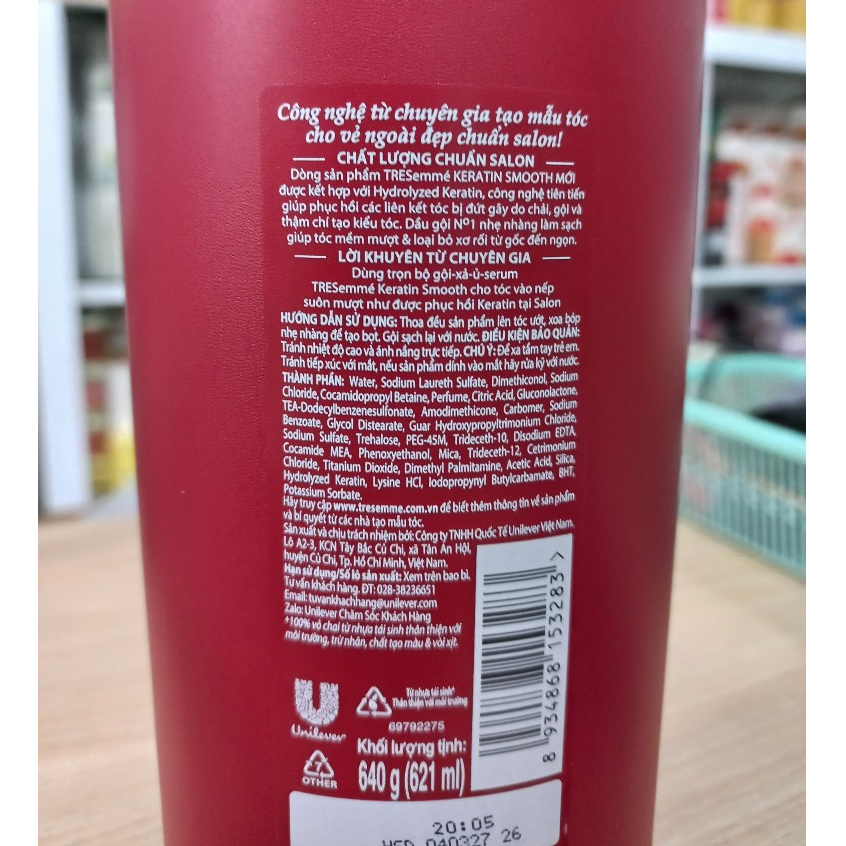 [HCM]Dầu gội TRESemme Keratin Smooth tinh dầu Argan 650ml