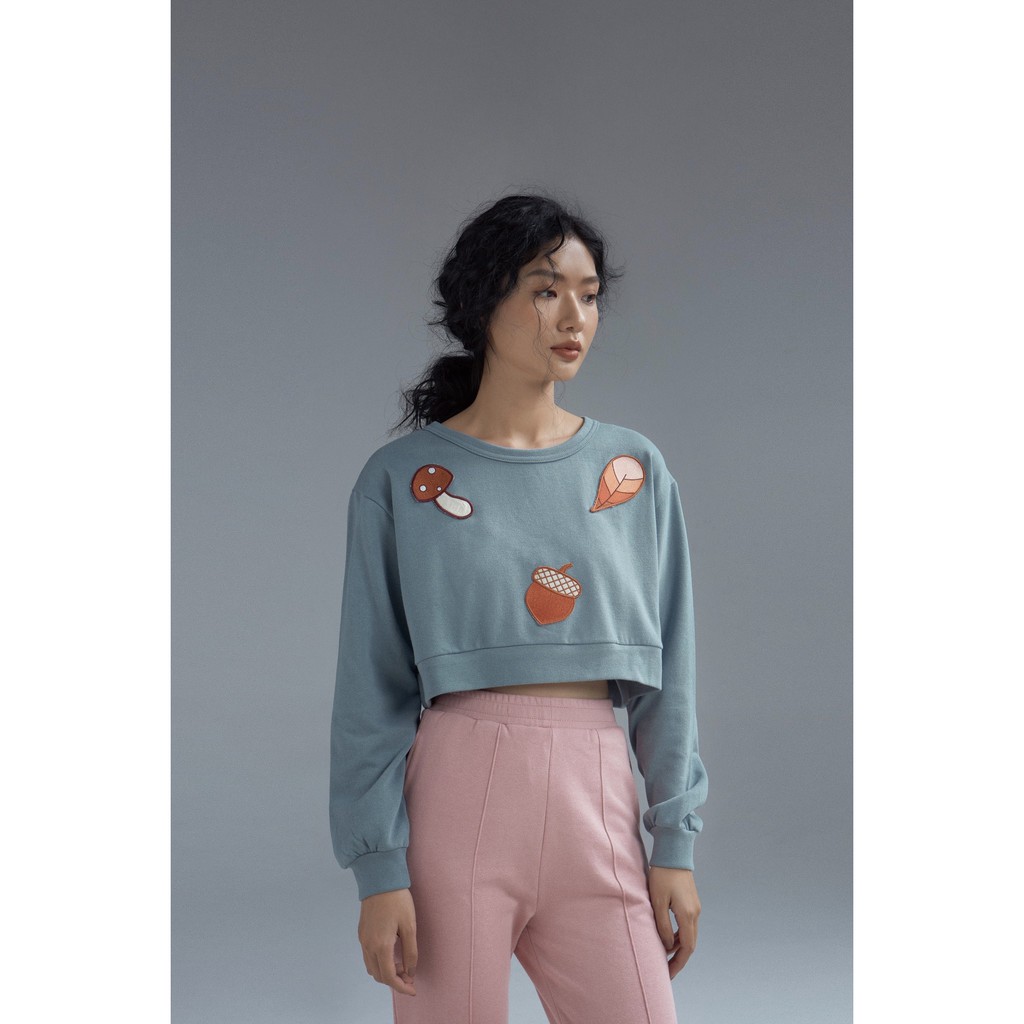 Áo nỉ nữ croptop cổ tròn – PHA33 – Cotonfio