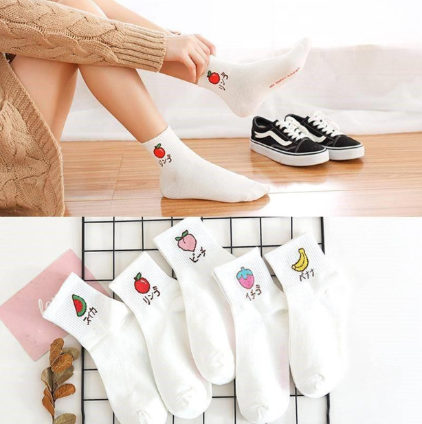 Set 5 đôi Tất Hoa Quả cao cổ siêu đẹp