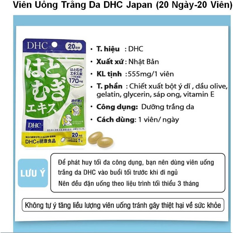 [CHÍNH HÃNG] VIÊN UỐNG TRẮNG DA DHC 20 NGÀY NHẬT BẢN