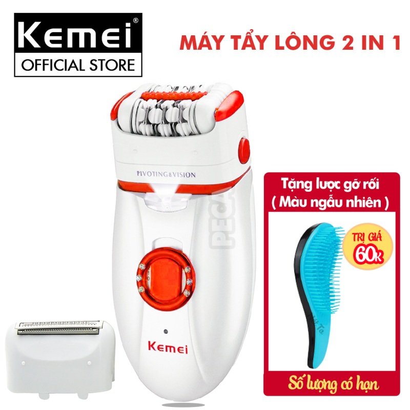 Máy tẩy lông đa năng 2 in 1 Kemei KM-2668 có thể nhổ và cạo lông toàn thân, dùng pin sạc chuyên nghiệp( Màu ngẫu nhiên) nhập khẩu