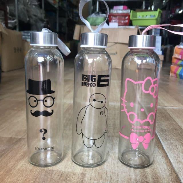 Combo 2 Chai nước thủy tinh 500ml, detox thủy tinh có dây xách