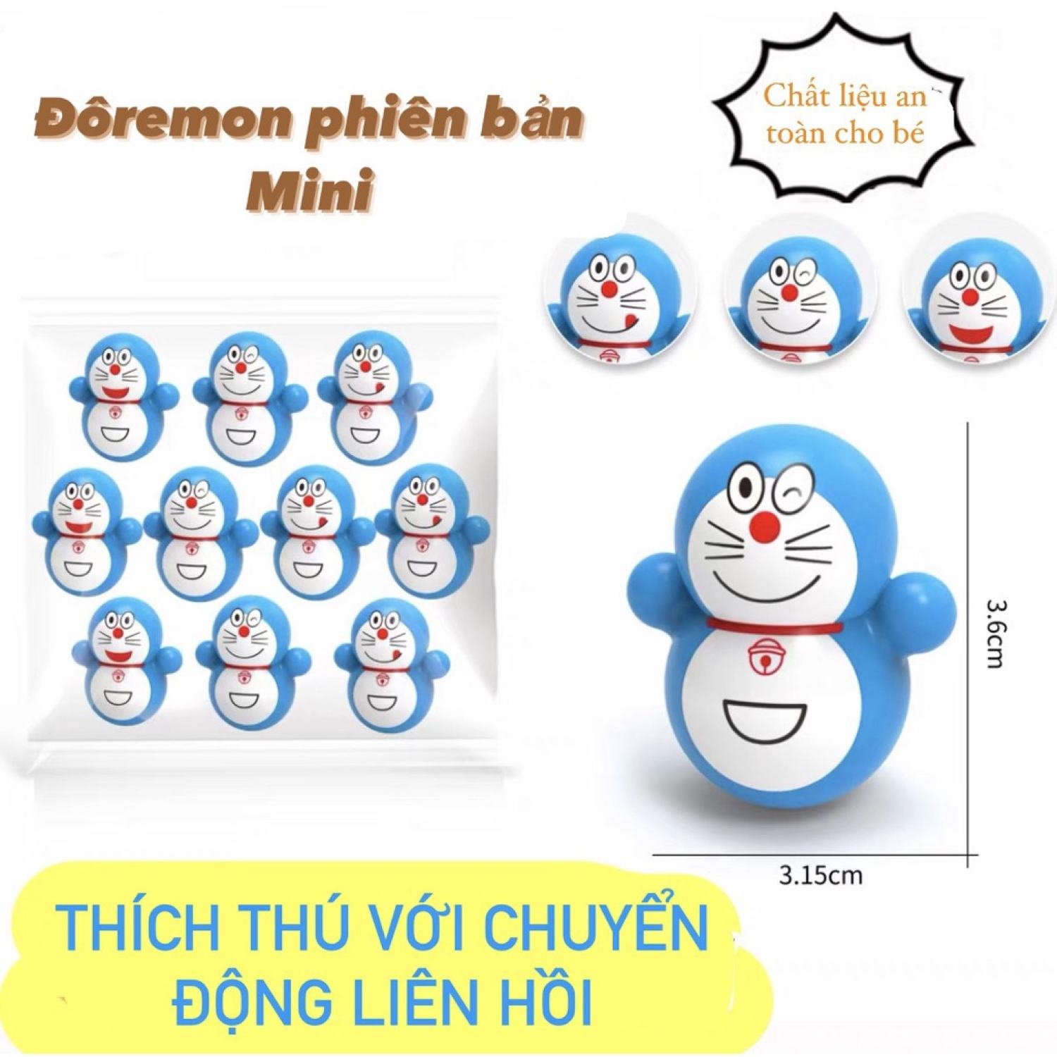 [Đồ chơi khám phá] Lật đật mini hình DOREMON đáng yêu cho bé Master Kids
