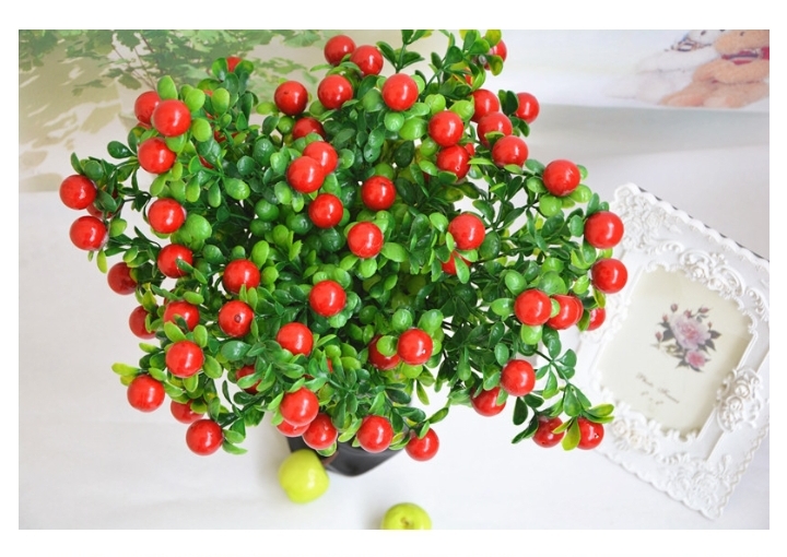 Cây giả/Chùm quả cherry đỏ, vàng