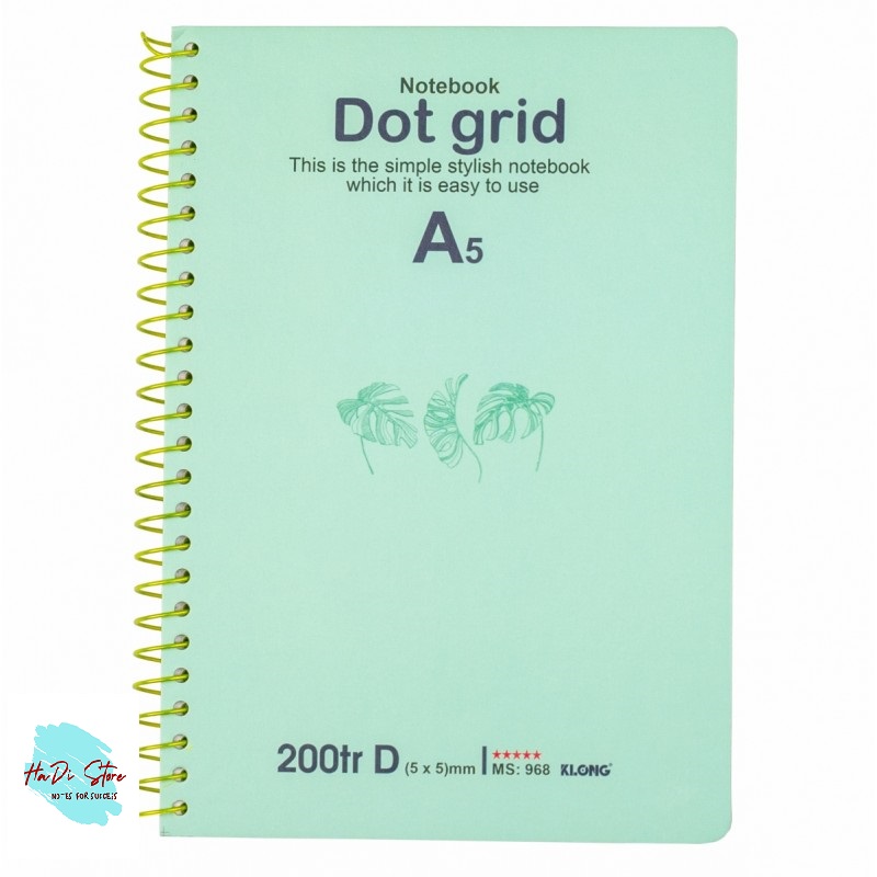 KLONG Sổ lò xo đơn DOT GRID A5 - 200trang (MS:968)