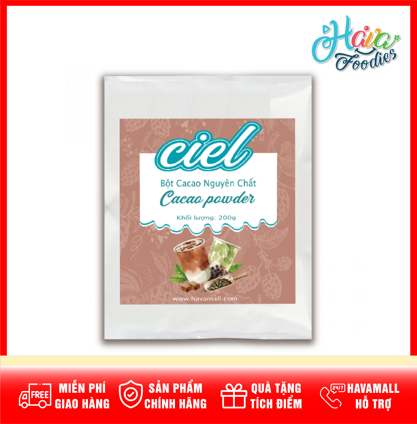 Bột Cacao Nguyên Chất Ciel 200g – Cocoa powder