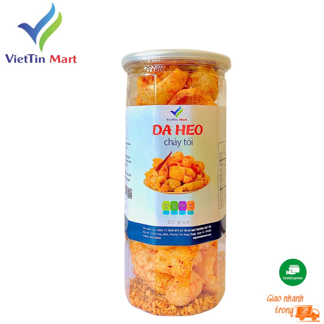 150g Da heo cháy tỏi giòn ngon lon pet
