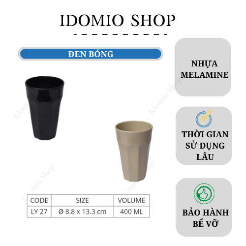 Ly Nhựa Melamine Kiểu Cao Màu Nâu/Đen